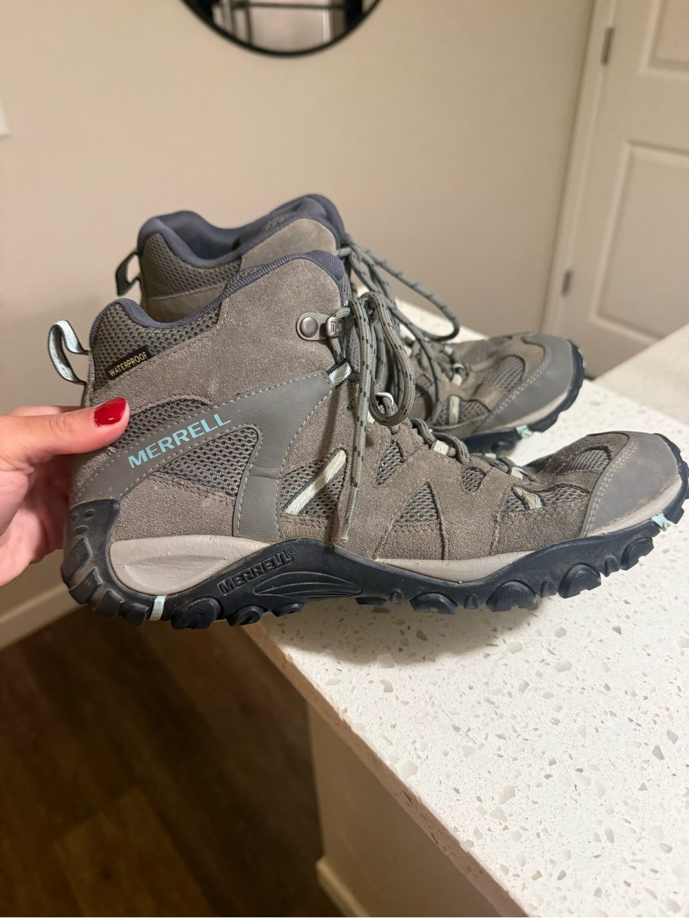 Merrell Grey Lace-Up Hiking Boots SZ 10